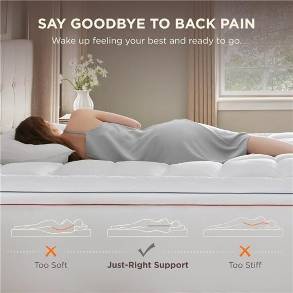 Queen Mattress Topper - Extra Thick Mattress Pad Cover with Deep Pocket Soft - Picture 4 of 7